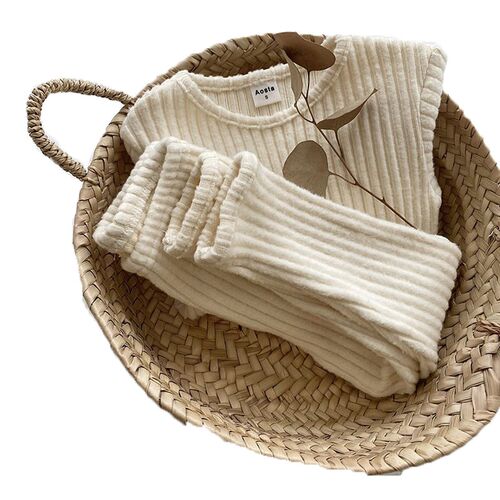 Autumn Winter Baby Boys And Girls Clothes Set Ribbed Sweater