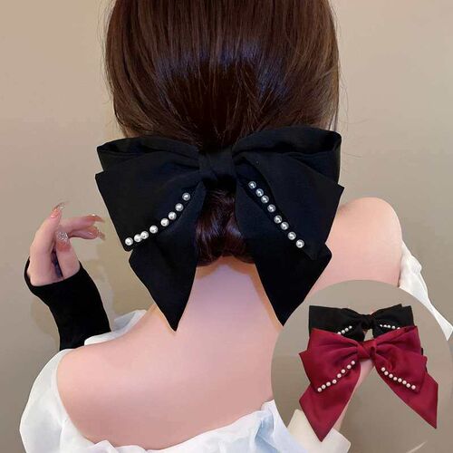 Celebrity Style High-class Pearl Bow Hairpin Hair Accessorie