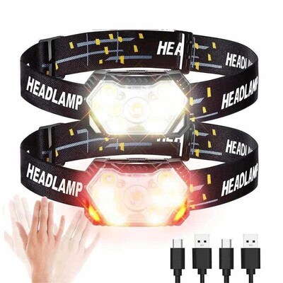 9 Led Strong Light Headlamp USB Rechageable Motion Sensor He
