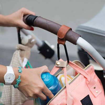 1/2pcs PU Leather Baby Bag Stroller Hook Pram Rotate 360 Deg