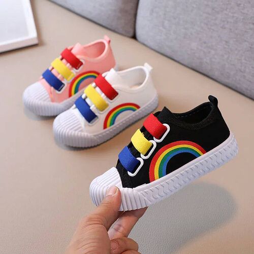 Child Boy Girl  Hook Loop Flat Rainbow Shoes Spring Leisure