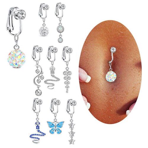 Faux Fake Belly Ring Snake Fake Belly Piercing Clip on Umbil