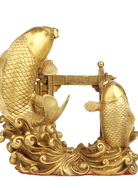 铜鱼摆件鲤鱼 跃龙门选家居中式桌面装饰工艺品创意领导送礼摆件