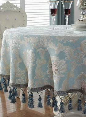 欧式圆桌桌布布艺家用正方形酒店桌布大圆桌台布圆桌台布歺桌台布