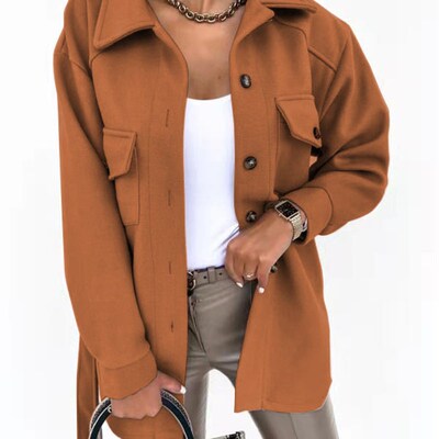 Autumn and winter lapel single breasted thickened solid