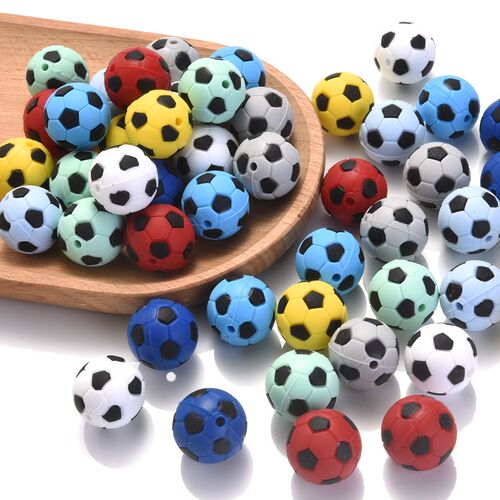 19mm 10Pcs Silicone Round Beads Soccer Ball Style Teething C