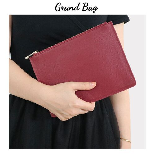 Monogrammed customized letters women PU saffiano pouch ladie
