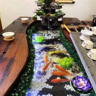 老船木茶桌椅流水茶几实木泡茶台办公室功夫茶桌一体茶具组