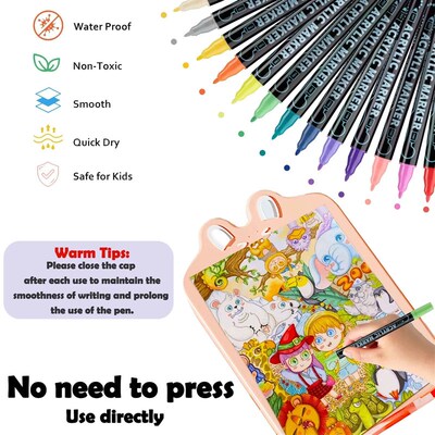 AngelMark Acrylic Marker Pen Double Headed Waterproof Art Pa
