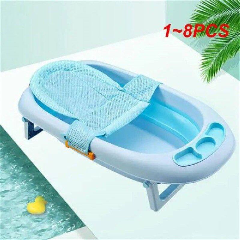 1~8PCS Baby Bathtub Pillow Seat Bath Mat Net Bag Newborn