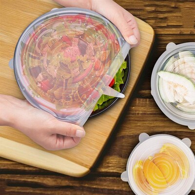 6PCS Adaptable Lid Silicone ver Food Caps Elastic Stratchy F