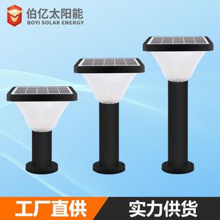 led门柱太阳能灯防水防潮户外花园现代庭院灯草照明圆柱室外壁灯