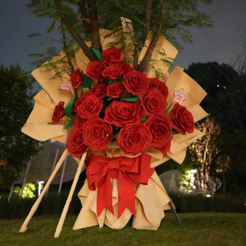 户外树上开花EVA玫瑰花巨型门头装饰防水网红地标打卡布置仿真花