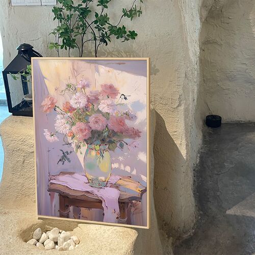 轻法式花卉油画客厅饭厅挂画光影艺术卧室床头墙壁画摆画装饰画