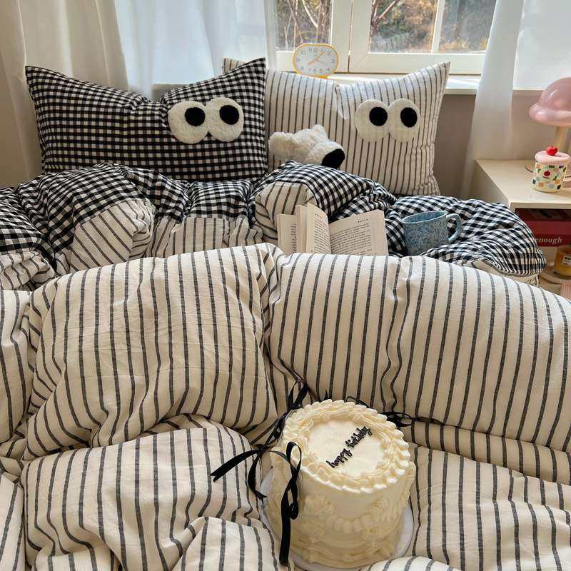 纯棉四件套色织被套毛巾绣撞色床单床笠水洗棉三件套床品四季款,3C数码配件,其它配件,淘宝优惠券,粉丝福利购,淘宝优惠卷