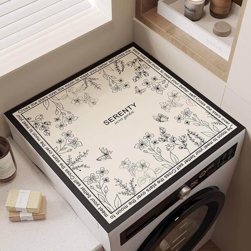 滚筒洗衣机盖垫台面保护盖垫法式防晒防水防尘罩冰箱盖防滑垫子