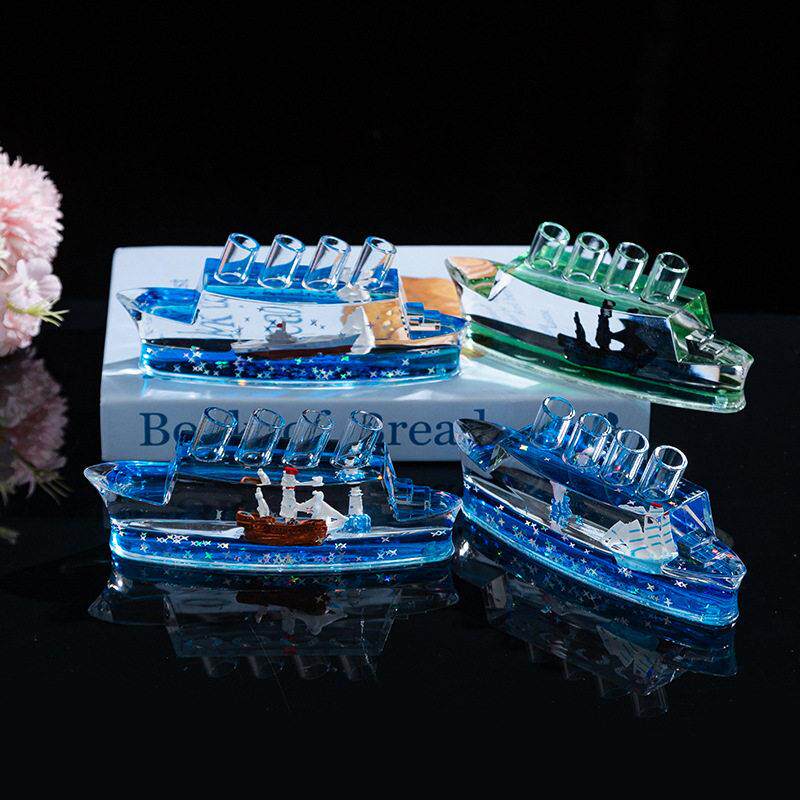 创意漂浮邮轮笔插液体油滴生女生节日礼物桌面摆件新奇解压玩具