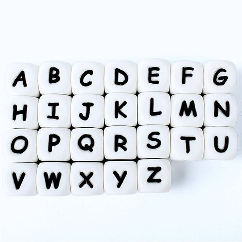 10pcs 12MM Silicone Letters Beads Baby Teething Teethers Eng