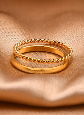 Set of 2 Stacking Ring for WomenStainless Steel 2mm Thin Gol