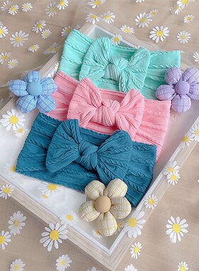 New Soft Twist Nylon Childrens Hair Band Ba Wide Edge Bow S