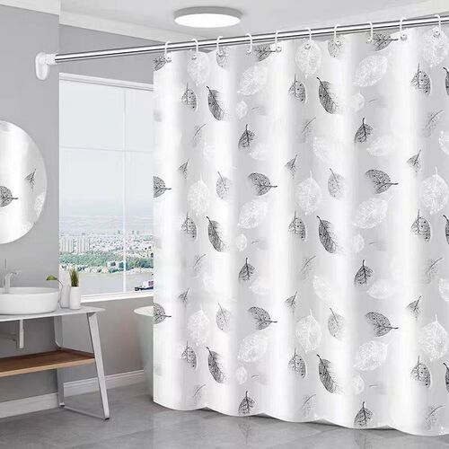 1pc Lightweight Shower Curtain Liner with Hooks, Plastic Lea