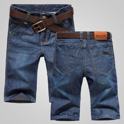 Summer Thin Denim Shorts for Men Relaxed 5Point MidPants Str