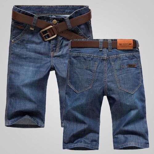 Summer Thin Denim Shorts for Men Relaxed 5Point MidPants Str