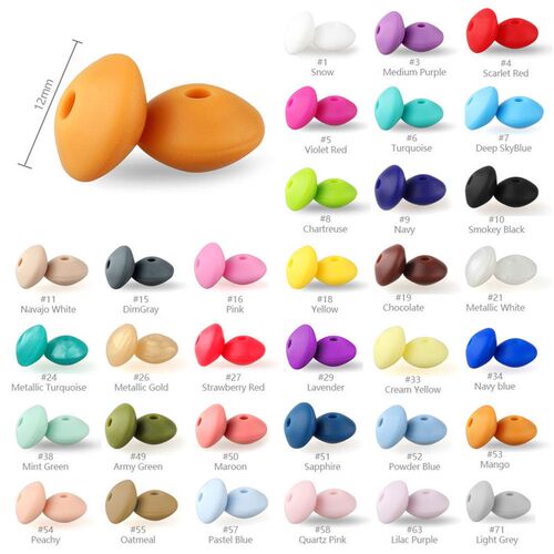 30pcs Silicone Lentil Beads BPA Free Food Grade Rodent DIY C