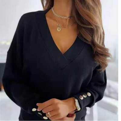 Womens cuff top collar knitted sweater