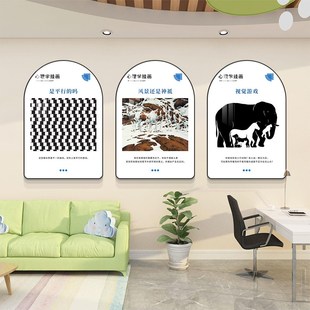 心理咨询室辅导挂图学校心灵驿站吧文化墙壁画心理诊所布置装饰画
