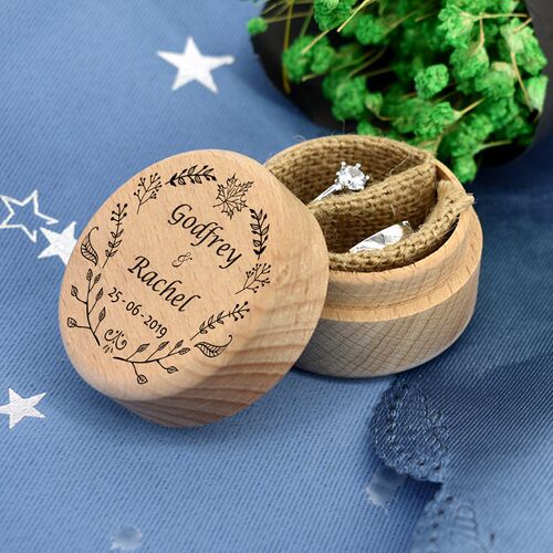 Personalized Rustic Wedding Wood Ring Box Holder Custom Your