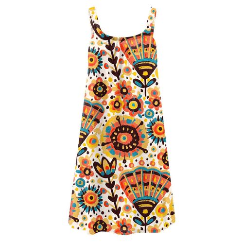 O Neck Sleeveless Sundress Lace Up Bohemian Cover Up Plus