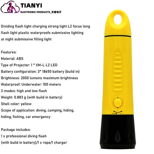 Diving Flashlight,Professional Dive Light,1800 Lumens IPX-8
