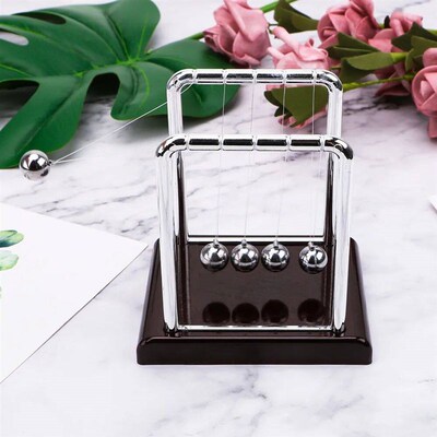 Newtons Cradle Desk Table Decor Metal Pendulum Ball Steel B