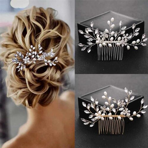 1pc bridal headdress handmade pearl crystal hair comb weddin