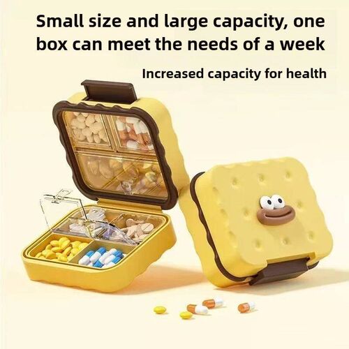 Portable 7 Grid Pill Box, Waterproof Travel Medicine Organiz