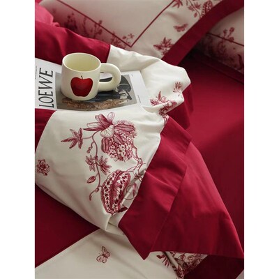Little Red Riding Book Wedding Embroidery Pastoral 100 Satin