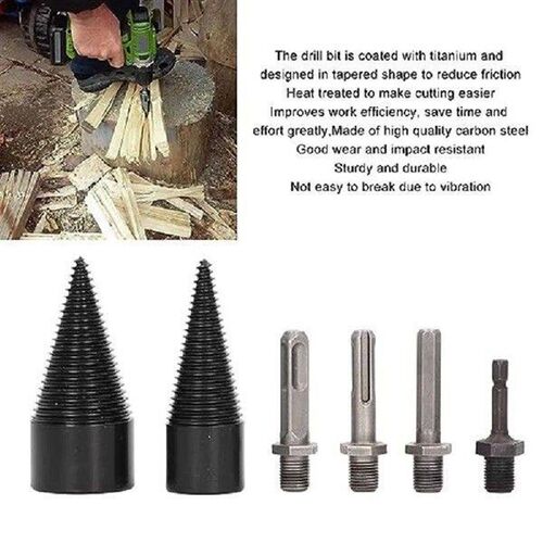 Pack Of 6 Log Splitter Bits, 32Mm 42Mm Removable Splitting