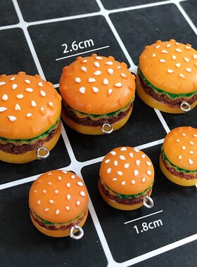 10pcs/pack Mix Big Small 3D Hamburger Resin Charms Simulatio
