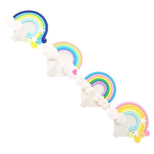 4 Pcs Rainbow Heart Hook Non-punch Design Decorative
