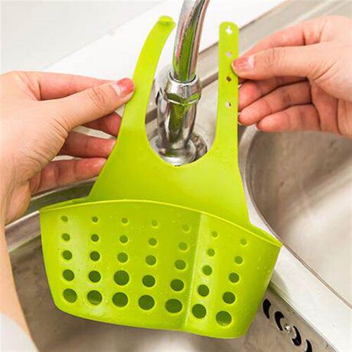 Adjustable button type faucet storage hanging basket sink ha
