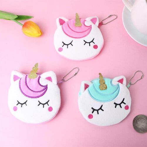 2022 Plush Cartoon Coin Bag Woman Girl Cute Unicorn Pattern