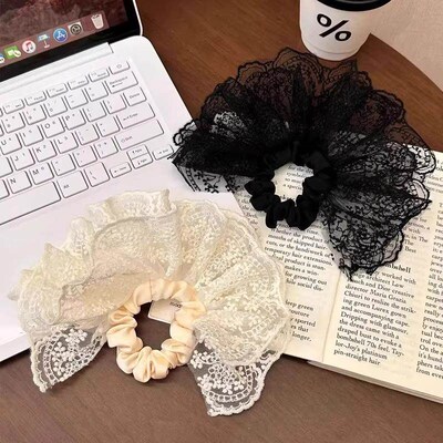 Super fairy embroidered double-layer lace skirt scrunchie, l