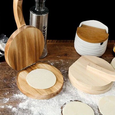 1pc Wooden Manual Dough Press Roller, Corn Tortilla Dumpling