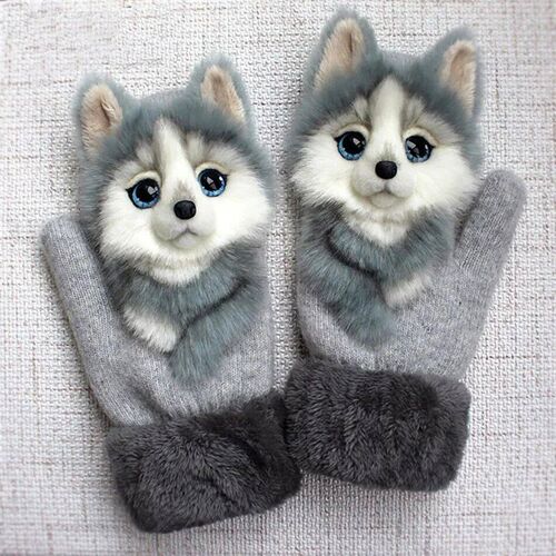 1pair Thick Warm Kids Gloves Winter Finger Mittens Cute Cart