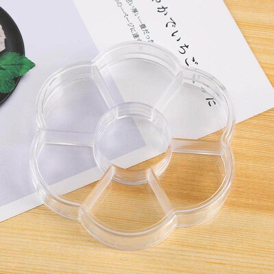 7-Cell Plum Blossom Box for Nail Art Accessories, Round Tran