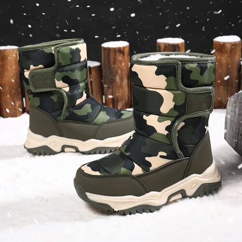 2024 Winter Children Shoes Plush Waterproof Fabric Non-Slip