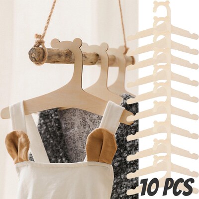 10/5pcs Wooden Baby Clothes Hangers Tops Washcloths Coat Han