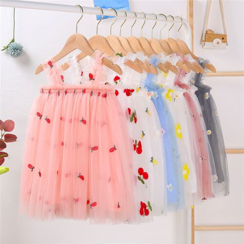 1-6Y Toddler Baby Kids Girls Party Dress 2023 Summer Sleevel