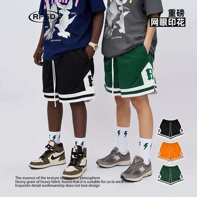 Mens  Summer Heavy 400g Mesh Embroidered Shorts Steet Loo